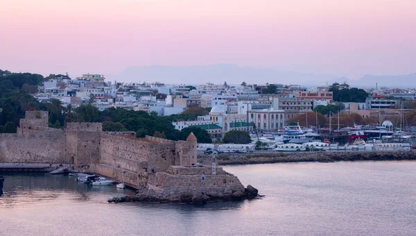 City Mediterranean Sea Rhodes Greece Sunset Twilight — Stock Photo, Image