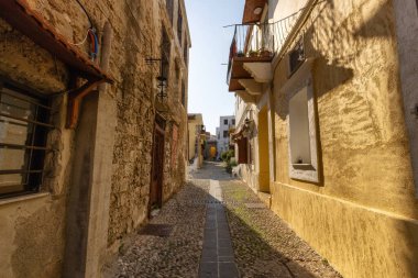 Streets and Residential Homes in the historic Old Town of Rhodes, Greece. Sunny Morning.