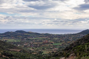 Town on the Sea Coast. Foxi Manna, Sardinia, Italy.
