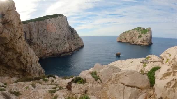 Вид Роки Берег Скалами Средиземном Море Региональный Природный Парк Порто — стоковое видео
