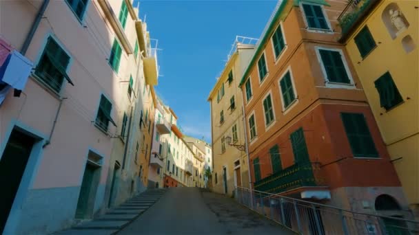 Colorful Apartment Homes Touristic Town Riomaggiore Italy Cinque Terre National — Vídeo de Stock