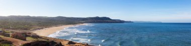 Sandy Beach on the Sea Coast. Fontanamare, Sardinia, Italy. Nature Background