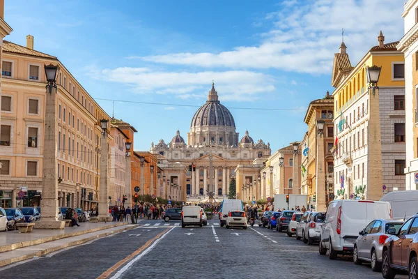 Peters Basilica Urban Streets Downtown Rome Italy Cloudy Sky — Stock fotografie