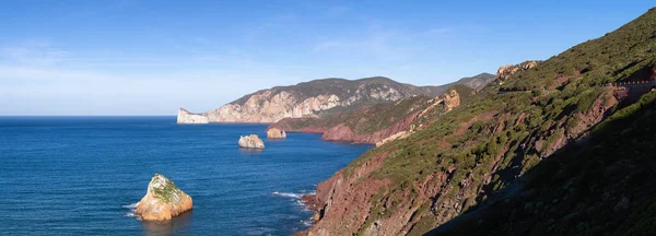 Rocky Cliffs Sea Coast Sardinia Italy Nature Background Panorama — Stock Photo, Image