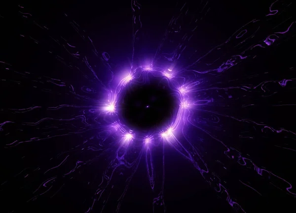Purple Energy Shockwave Black Background Abstract Rendering Art Resource Illustration — 图库照片