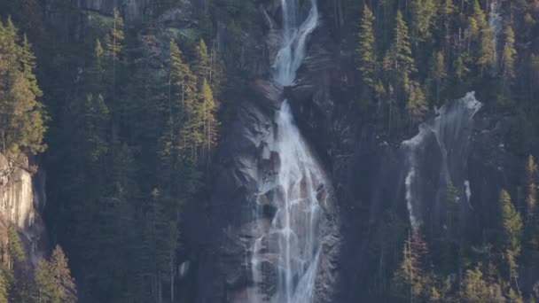 Shannon Falls Squamish Canadá Fondo Naturaleza Canadiense Soleado Invierno Puesta — Vídeo de stock