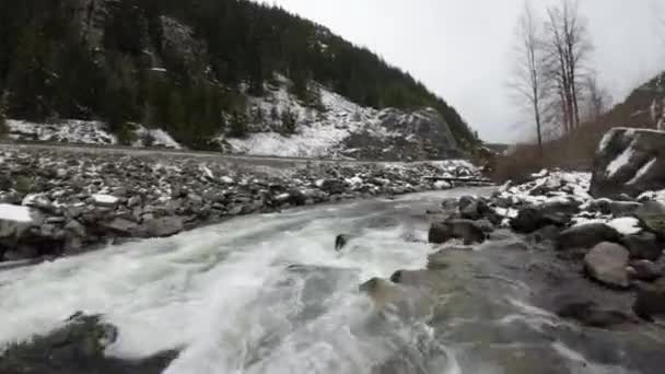 Fast Pass River Canyons Canadian Nature Winter Season Sea Sky — Stock video