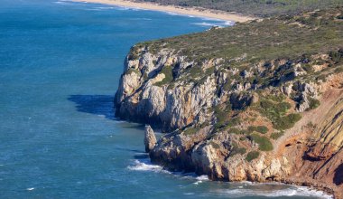 Rocky Cliffs on the Sea Coast. Sardinia, Italy. Nature Background