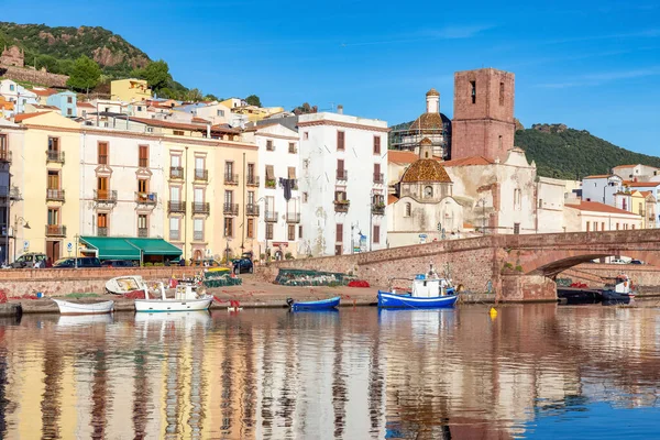 River Homes Apartments Touristic Town Bosa Sardinia Italy Sunny Fall — Stock Photo, Image