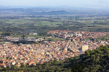 Small Town in the Countryside, Guspini, Sardinia, Italy. Sunny Fall Season Day.
