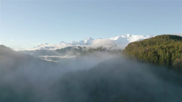Kanadai Mountain Landscape Nature Háttér Légitekintés Napsütéses Téli Napfelkelte Közel — Stock videók