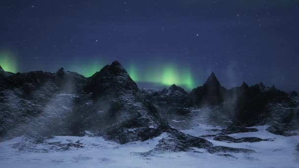 Rocky Mountain Τοπίο Νύχτα Αστέρια Και Βόρειο Σέλας Στον Ουρανό — Αρχείο Βίντεο