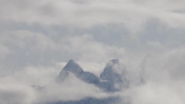 Felhő Borította Kanadai Természet Táj Háttér Téli Szezon Squamish Brit — Stock videók