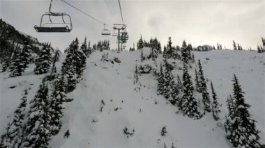 Blackcomb Mountain Ski Resort in Winter Season. Whistler, British Columbia, Canada. Slow Motion Cinematic