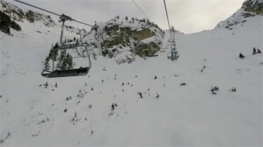 Blackcomb Mountain Ski Resort in Winter Season. Whistler, British Columbia, Canada. Slow Motion Cinematic