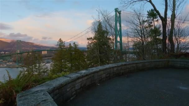 Mirador Del Parque Stanley Durante Colorido Atardecer Invierno Centro Vancouver — Vídeos de Stock
