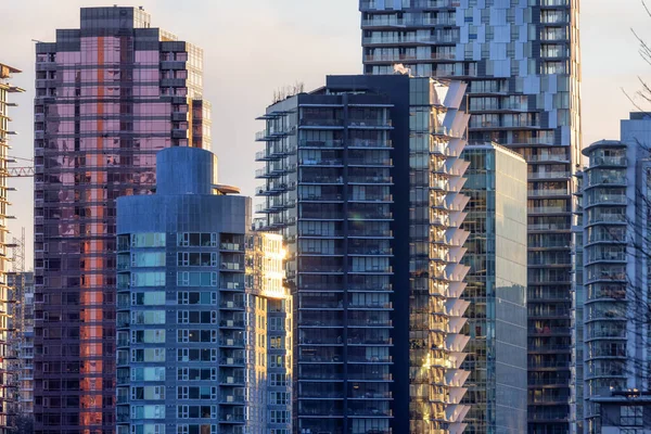 Highrise Edificios Residenciales Comerciales Centro Ciudad Moderna Vancouver Columbia Británica —  Fotos de Stock