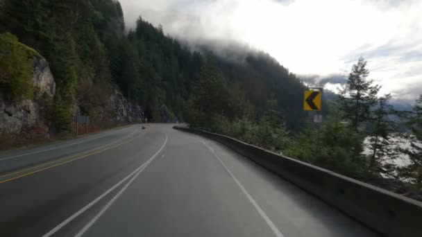 Jízda Moři Sky Highway Mezi Squamish Vancouver Kanada Mraky Slunečné — Stock video