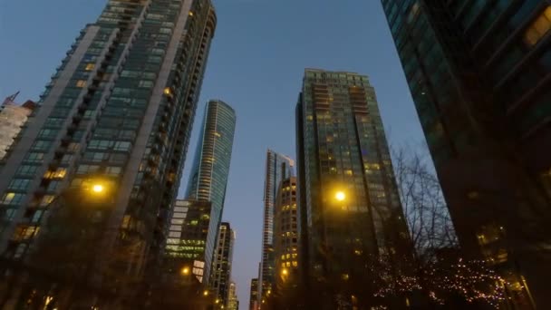 Highrise Edificios Residenciales Comerciales Centro Ciudad Moderna Vancouver Columbia Británica — Vídeo de stock