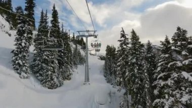 Kış sezonunda Whistler Dağı Kayak Tesisi. Whistler, British Columbia, Kanada. Yavaş Sinema Sineması