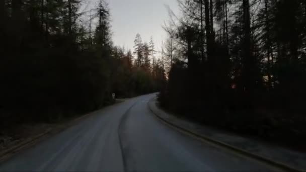 Autofahren Stanley Park Bei Sonnenuntergang Winter Innenstadt Von Vancouver British — Stockvideo