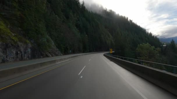 Поездка Шоссе Sea Sky Highway Между Сквомишем Ванкувером Канада Облачное — стоковое видео