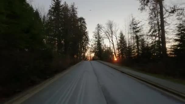 Driving Stanley Park Winter Sunset Downtown Vancouver British Columbia Canada — Stock Video