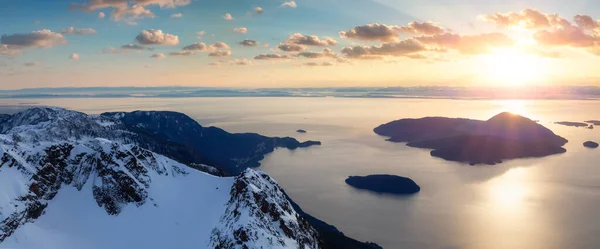Canadian Mountain Landscape West Coast Pacific Ocean Aerial Panorama Squamish — Stock Photo, Image