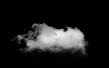 Siyah arka planda beyaz bulut izole edilmiş. Atmosfer oluşturma ve bileşimi için iyi