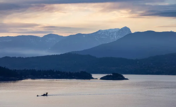 Howe Sound Durante Pôr Sol Paisagem Natural Canadense Fundo West — Fotografia de Stock