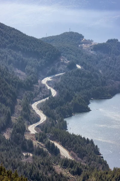 Aerial View Sea Sky Highway Squamish Canada Sunny Day — Stock Photo, Image