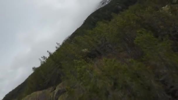 ブリティッシュ コロンビア州 カナダのロッキーマウンテン風景による航空便 曇った空 — ストック動画