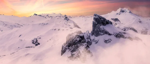 Панорамный Вид Воздуха Черный Бивень Природный Ландшафт Канадской Горы Whistler — стоковое фото