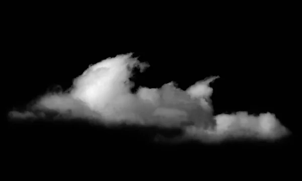Nube Blanca Aislada Sobre Fondo Negro Bueno Para Creación Composición — Foto de Stock