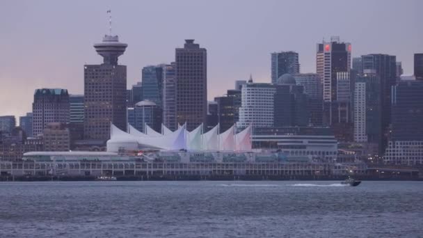 Ванкувер Британская Колумбия Канада Марта 2023 Canada Place City Skyline — стоковое видео