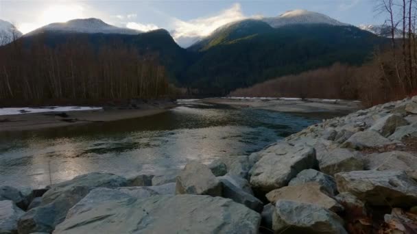 Squamish River Canadian Mountain Landscape Fundo Natureza Squamish British Columbia — Vídeo de Stock