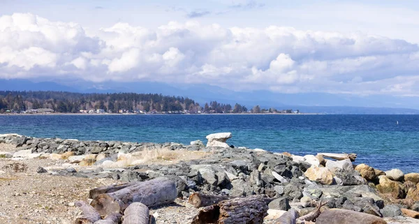 Rocky Shore Qualicum Beach Vancouver Island Columbia Británica Canadá Día — Foto de Stock