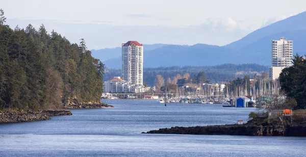 Marina Huizen Aan Stille Oceaan Kust Nanaimo Vancouver Island Brits — Stockfoto