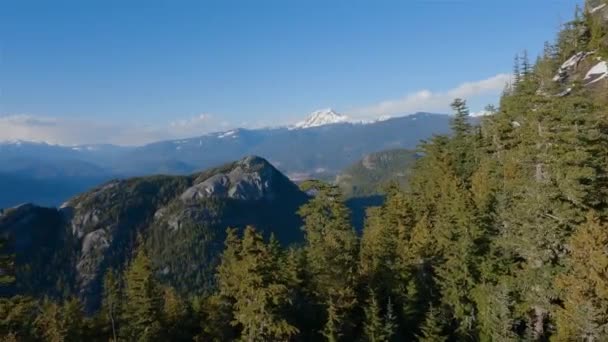 山頂からの眺め カナダのBc州のスクワッシュ カナダの自然景観の背景 空中映画館パン — ストック動画
