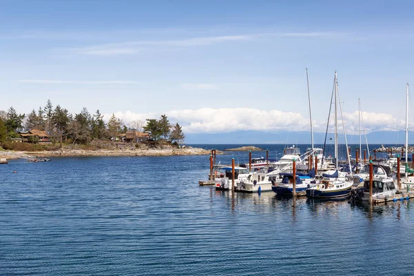 Plachetnice Přístavu Pobřeží Oceánu Nanoose Bay Vancouver Island Britská Kolumbie — Stock fotografie