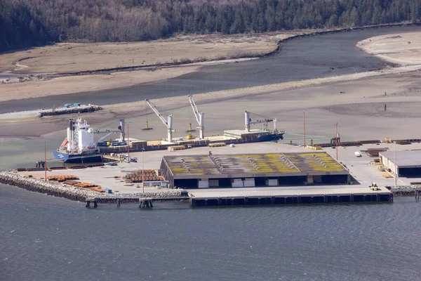 Squamish British Columbia Canada April 2023 Aerial View Industrial Site — Stock Photo, Image