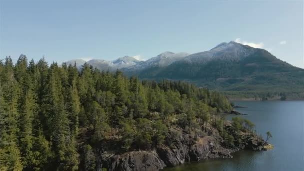 Vue Aérienne Paysage Montagneux Lac Canada Pris Dans Île Vancouver — Video
