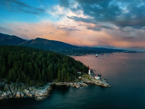 Maják Park Západním Vancouveru Britská Kolumbie Kanada Letecké Pozadí Sunny — Stock fotografie