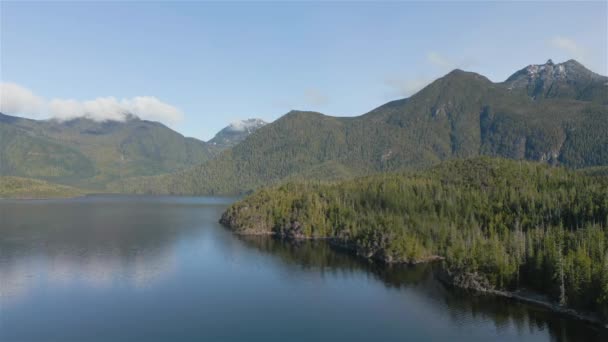 Αεροφωτογραφία Του Καναδικού Ορεινού Τοπίου Και Της Λίμνης Τραβήχτηκε Στο — Αρχείο Βίντεο