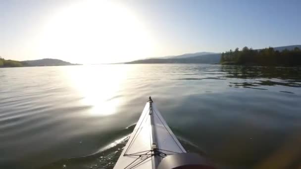 Kajakarstwo Indian Arm Pobliżu Belcarra Vancouver Kanada Sunny Sunset Przygoda — Wideo stockowe