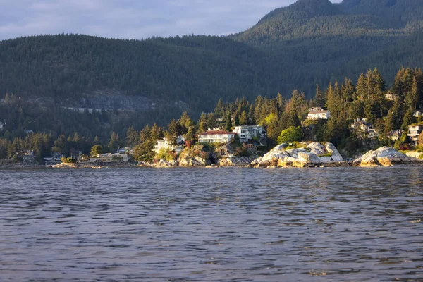 Horseshoe Bay Com Paisagem Montanhosa Canadense Fundo West Vancouver British — Fotografia de Stock