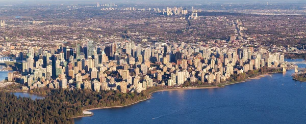 Edificios Urban City Costa Oeste Centro Vancouver Canadá Vista Aérea — Foto de Stock