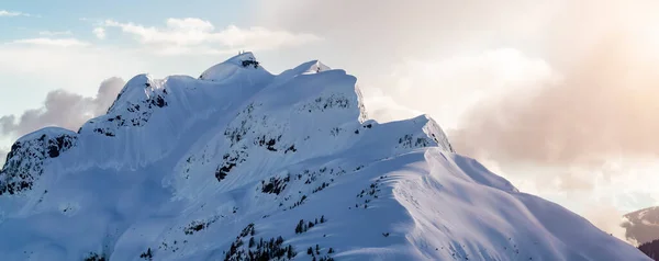 カナダの自然景観の雪に覆われた山の頂上 空中だ カナダ ブリティッシュコロンビア州Squamish付近 — ストック写真