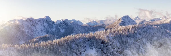 Schneebedeckte Berggipfel Der Kanadischen Naturlandschaft Luftaufnahme Der Nähe Von Vancouver — Stockfoto