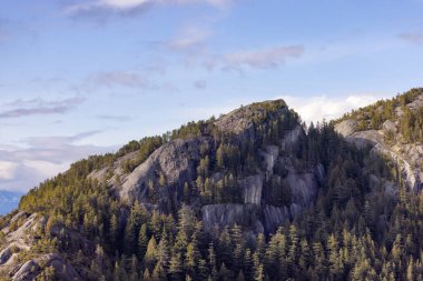 Rocky uçurumları Squamish, BC, Kanada 'daki Chief Mountain' da. Doğa Arkaplanı. Güneşli bir gün.